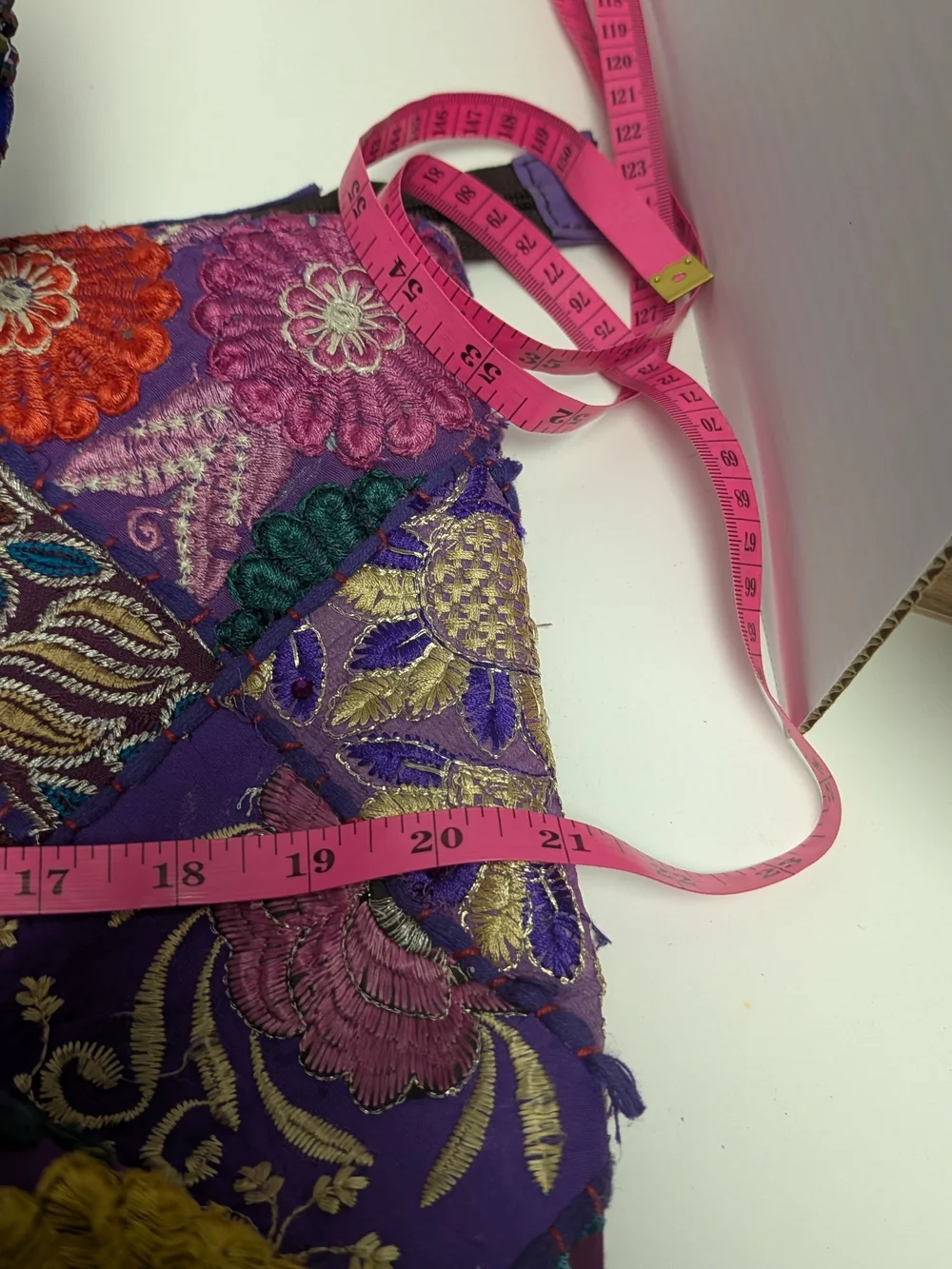 Embroidered Purple Patchwork Tote Bag